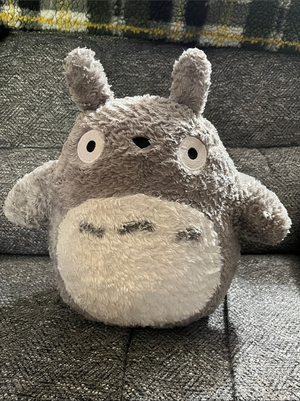 Gray Plush Totoro-Style Stuffed Animal - Soft Cuddly Toy